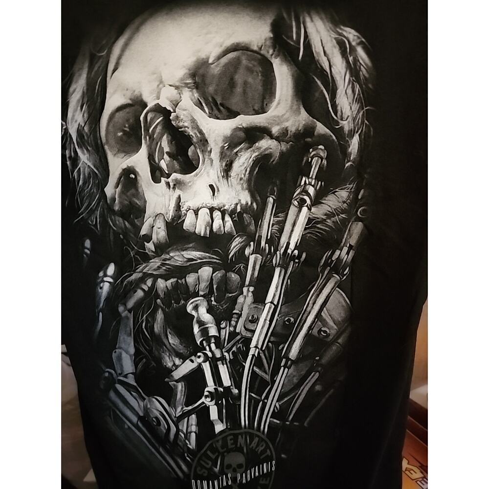 Sullen Art Collective Heavy Metal Steampunk Skull‎ Tattoo Tee Small Cr6 Nwt